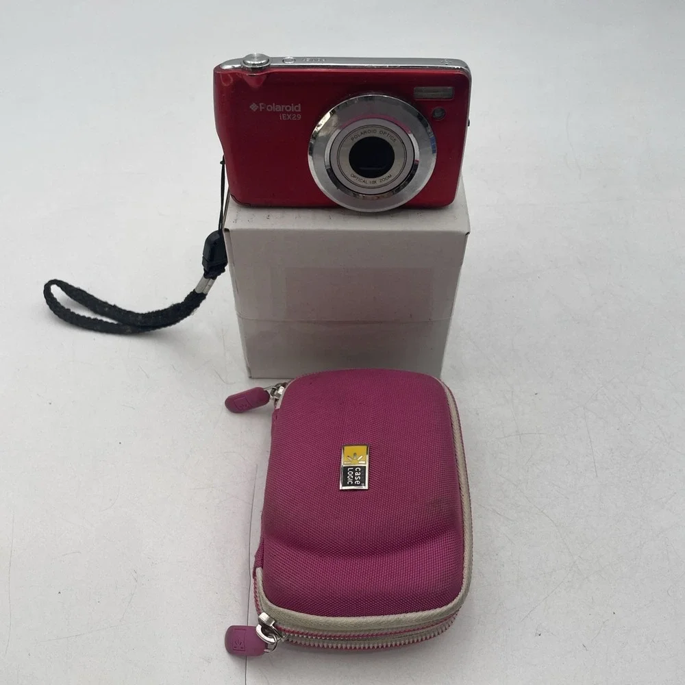 POLAROID IEX29 18MP 10X ZOOM DIGITAL CAMERA+New Battery+SD CARD RED+Case